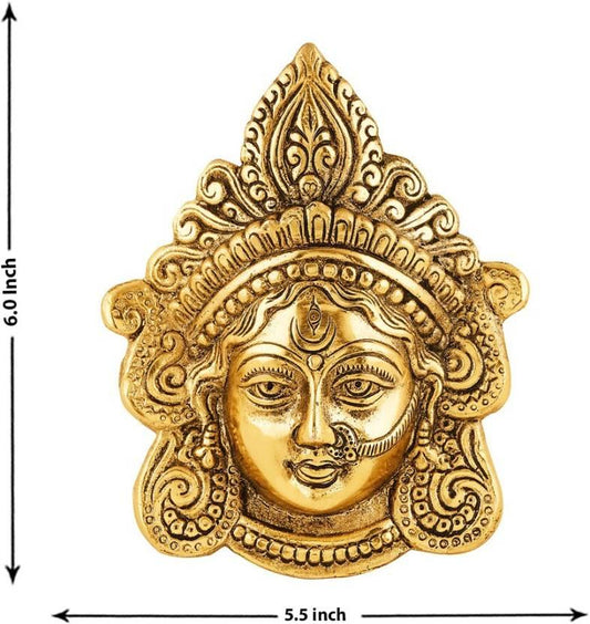 Ambika Durga Face Wall Hanging Metal Idol Showpiece - 15.24 cm  (Gold Plated, Metal, Gold)