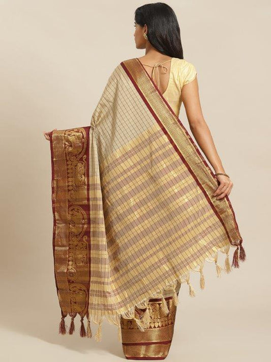 Adorable Woven Cotton Saree With Tassels